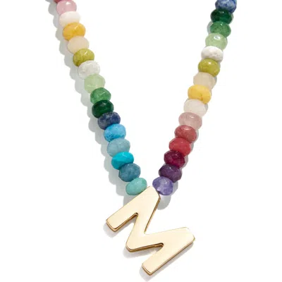Baublebar Rainbow Beaded Initial Pendant Necklace In Rainbow Multi - M