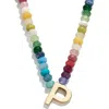Baublebar Rainbow Beaded Initial Pendant Necklace In Gold