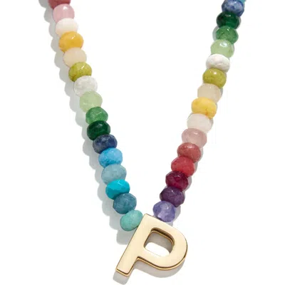 Baublebar Rainbow Beaded Initial Pendant Necklace In Gold