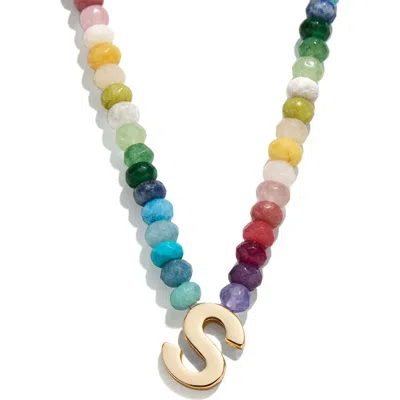 Baublebar Rainbow Beaded Initial Pendant Necklace In Gold