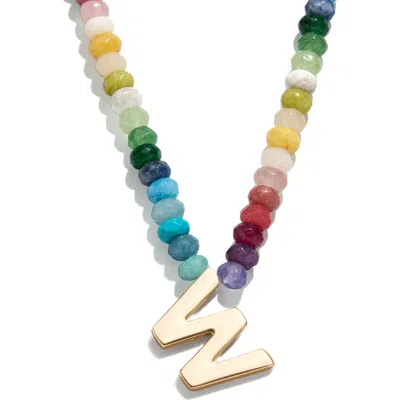 Baublebar Rainbow Beaded Initial Pendant Necklace In Multi