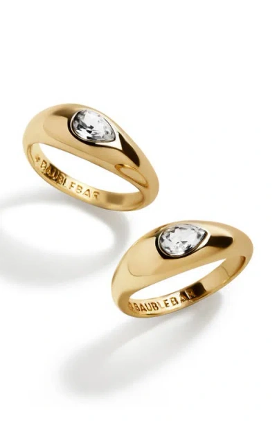 Baublebar Reba Set Of 2 Teardrop Crystal Dome Rings In Clear/gold