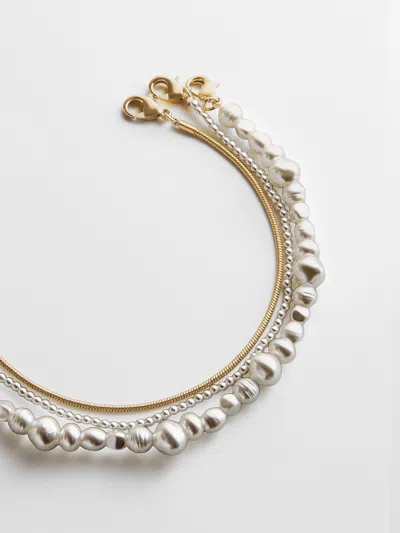 Baublebar Reese Waterproof Pearl Anklet Set In Yellow