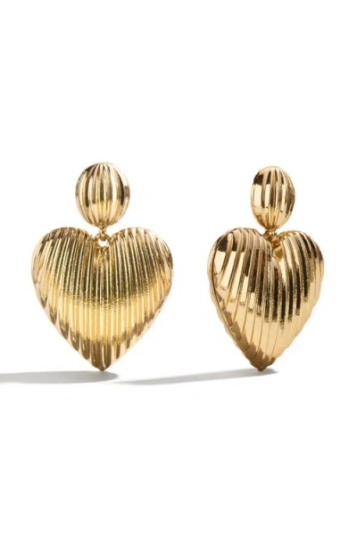 Baublebar Rib Heart Statement Drop Earrings In Gold
