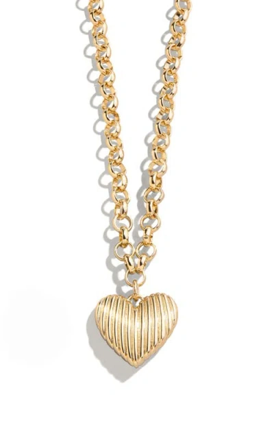 Baublebar Ribbed Heart Pendant Necklace In Gold