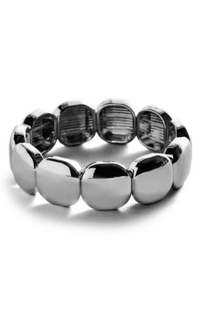 Baublebar Rounded Link Stretch Bracelet In Silver