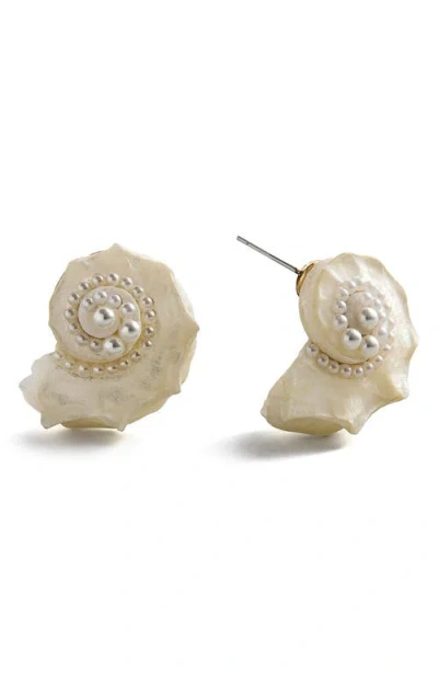 Baublebar Santana Shell Statement Stud Earrings In White