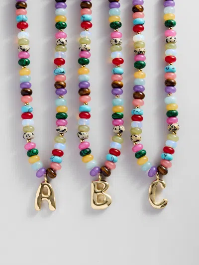 Baublebar Semi-precious Bubble Initial Necklace In Multi