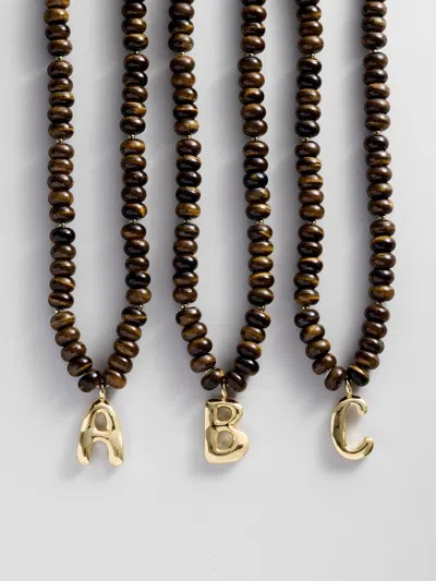 Baublebar Semi-precious Bubble Initial Necklace In Black