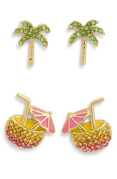 Baublebar Set Of 2 Palm Tree & Drink Stud Earrings