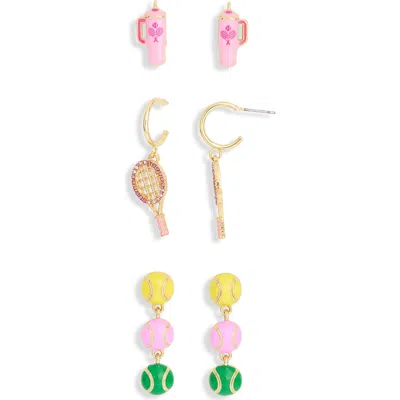 Baublebar Set Of 3 Pairs Match Point Earrings In Gold