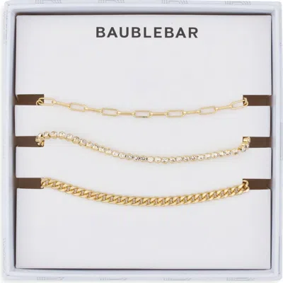 Baublebar Set Of 3 Pavé Chain Bracelets In Gold