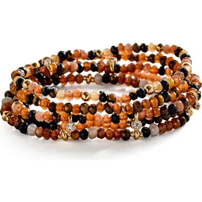 Baublebar Set Of 5 Indya Beaded Stretch Bracelets In Brown