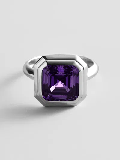 Baublebar Silver Etched Bezel Custom Birthstone Ring In Pink