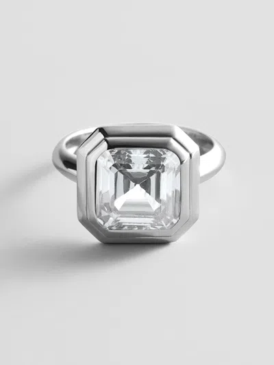 Baublebar Silver Etched Bezel Custom Birthstone Ring In Metallic