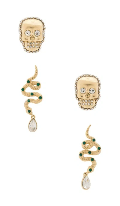 Baublebar Skull And Snake Stud Earrings In Gold
