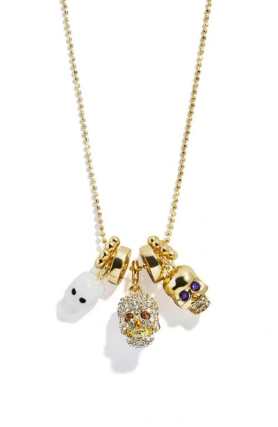 Baublebar Sparkling Skull Charm Necklace In Gold