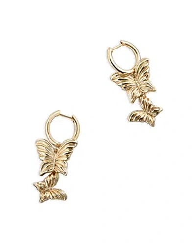 Baublebar Spread Your Wings Double Butterfly Charm Hoop Earrings In Gold Tone