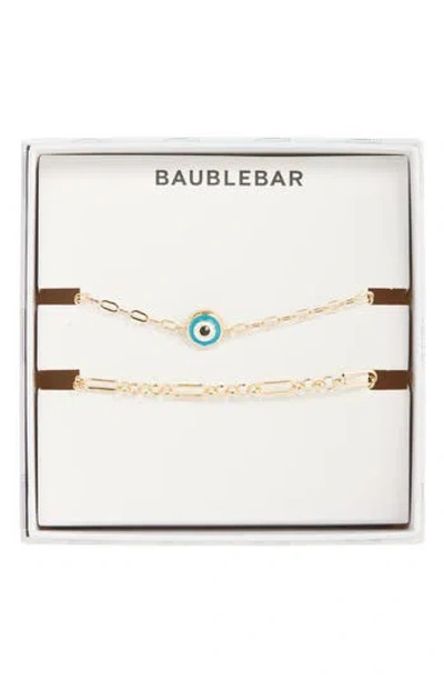 Baublebar Stay Protected Set Of 2 Evil Eye & Chain Bracelets In Gray