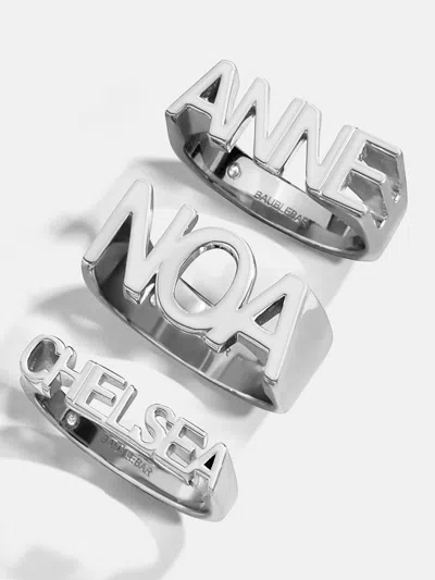 Baublebar Sterling Silver Fineline Custom Nameplate Ring