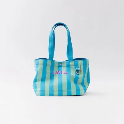 Baublebar Striped Alpha Custom Name Tote In Blue