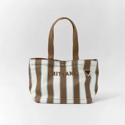Baublebar Striped Alpha Custom Name Tote In Brown