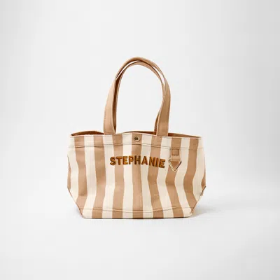 Baublebar Striped Alpha Custom Name Tote In Brown