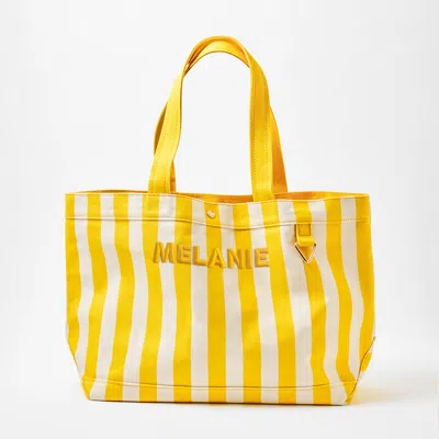 Baublebar Striped Alpha Custom Name Tote In Gold