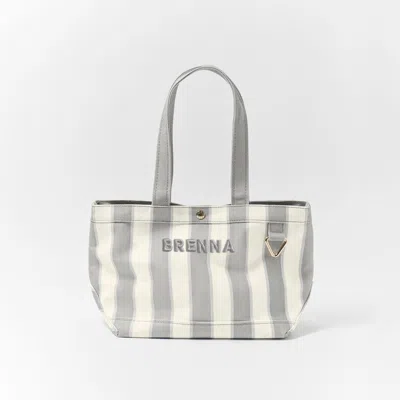 Baublebar Striped Alpha Custom Name Tote In Gray