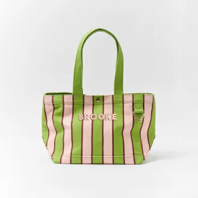 Baublebar Striped Alpha Custom Name Tote In Green