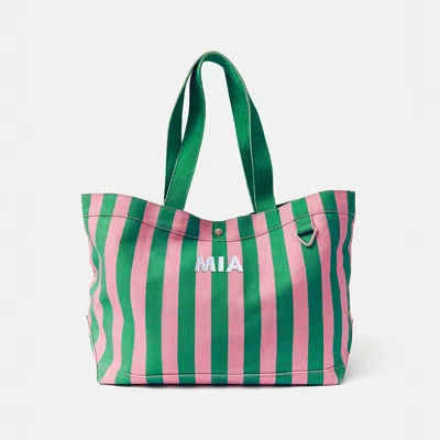 Baublebar Striped Alpha Custom Name Tote In Pink