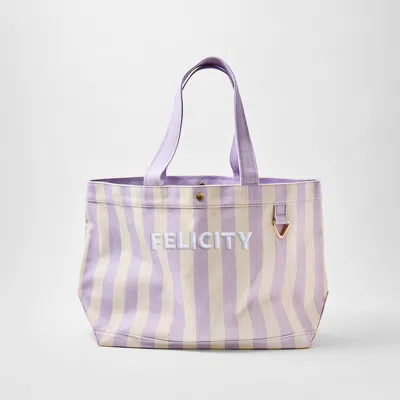 Baublebar Striped Alpha Custom Name Tote In Purple