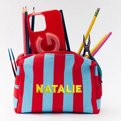 Baublebar Striped Take It Away Custom Name Storage Pouch In Red