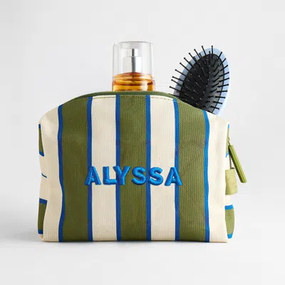 Baublebar Striped Take It Away Custom Name Storage Pouch In Green