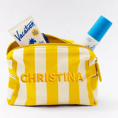 Baublebar Striped Take It Away Custom Name Storage Pouch In Yellow