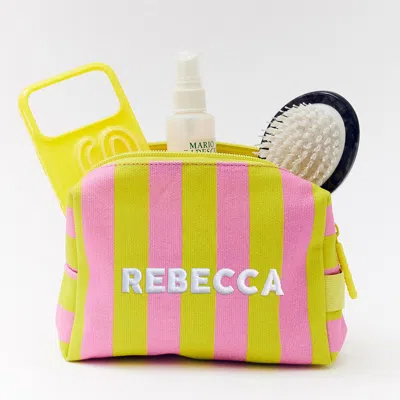 Baublebar Striped Take It Away Custom Name Storage Pouch In Pink
