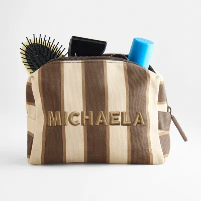 Baublebar Striped Take It Away Custom Name Storage Pouch In Brown