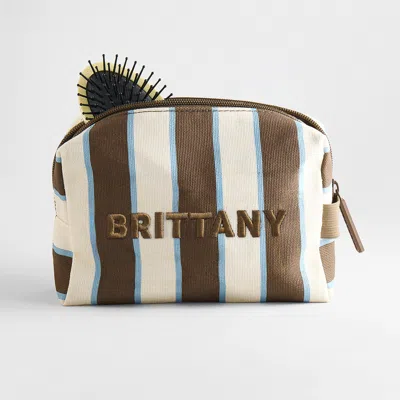 Baublebar Striped Take It Away Custom Name Storage Pouch In Brown