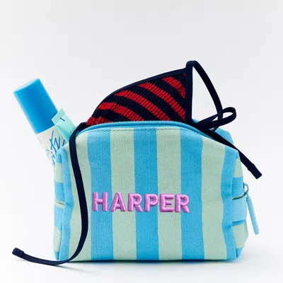 Baublebar Striped Take It Away Custom Name Storage Pouch In Blue