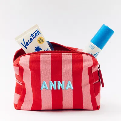Baublebar Striped Take It Away Custom Name Storage Pouch In Red