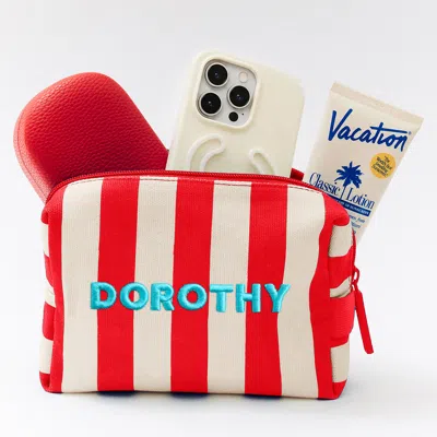 Baublebar Striped Take It Away Custom Name Storage Pouch In Red