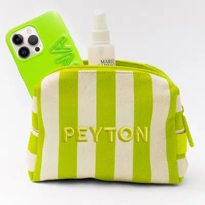 Baublebar Striped Take It Away Custom Name Storage Pouch In Green
