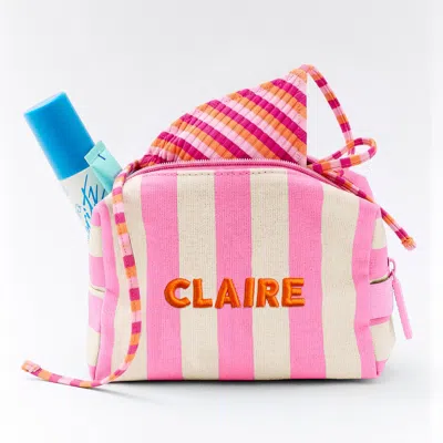 Baublebar Striped Take It Away Custom Name Storage Pouch In Pink