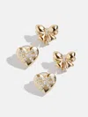 Baublebar Take A Bow Kids' Clip-on Earring Set In Gold