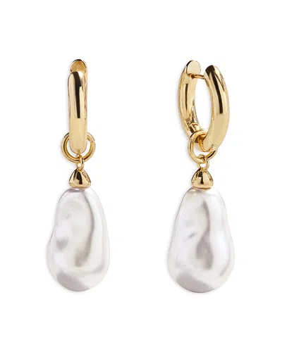 BAUBLEBAR TEAGAN IMITATION PEARL CHARM HOOP EARRINGS