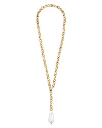 Baublebar Teagan Faux Pearl Lariat Necklace In Gold