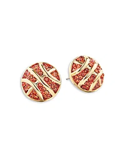 Baublebar Three Pointer Pave Basketball Stud Earrings In Orange/gold