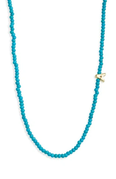 Baublebar Turquoise Bead Initial Charm Necklace In Blue