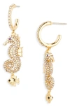 Baublebar Vela Pave Seahorse Charm Half Hoop Earrings In Gold Tone