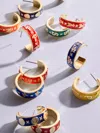 Baublebar Wear By Erin Andrews X  New York Yankees Enamel Hoop Earrings In Multi